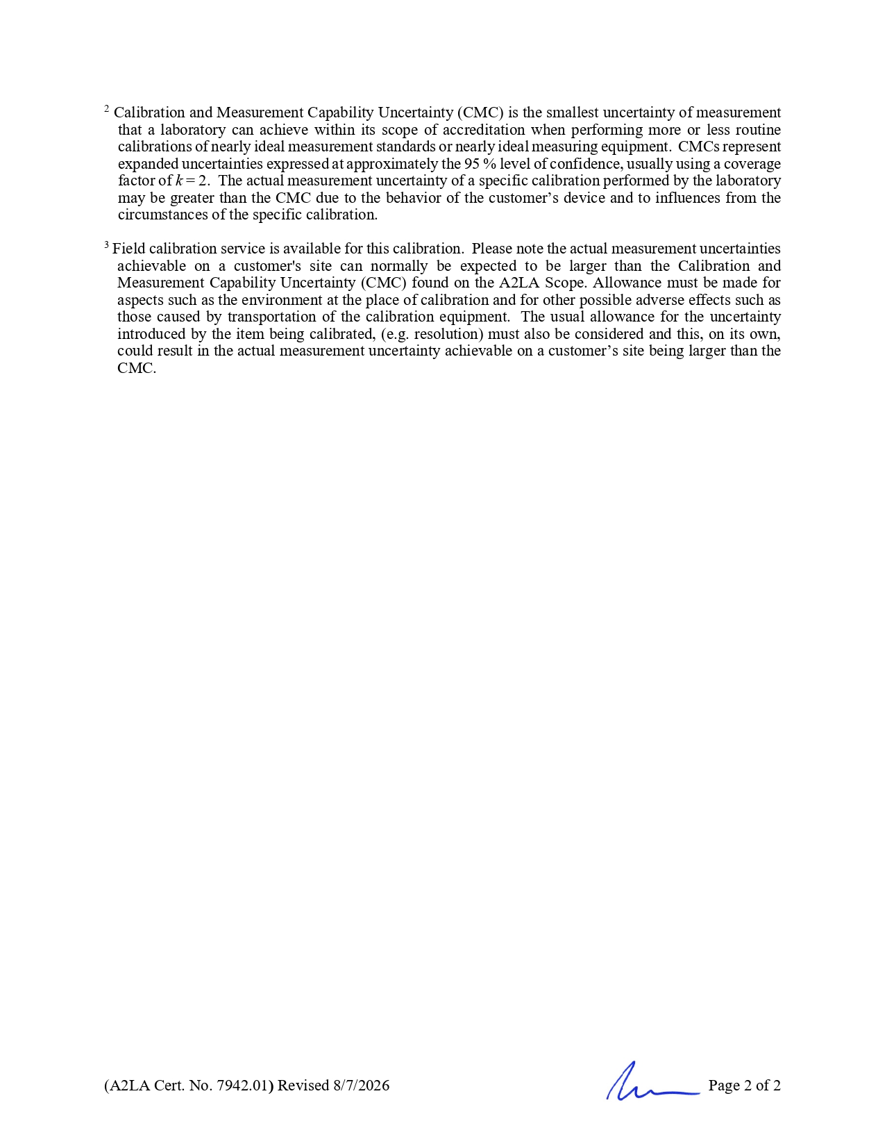 Scope of Accreditation Page 2